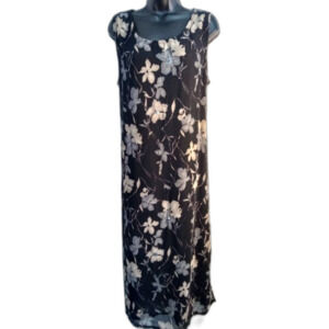 Jane Ashley Dress XL Midi Sheer Floral With Under-slip and Sequins Sleeveless